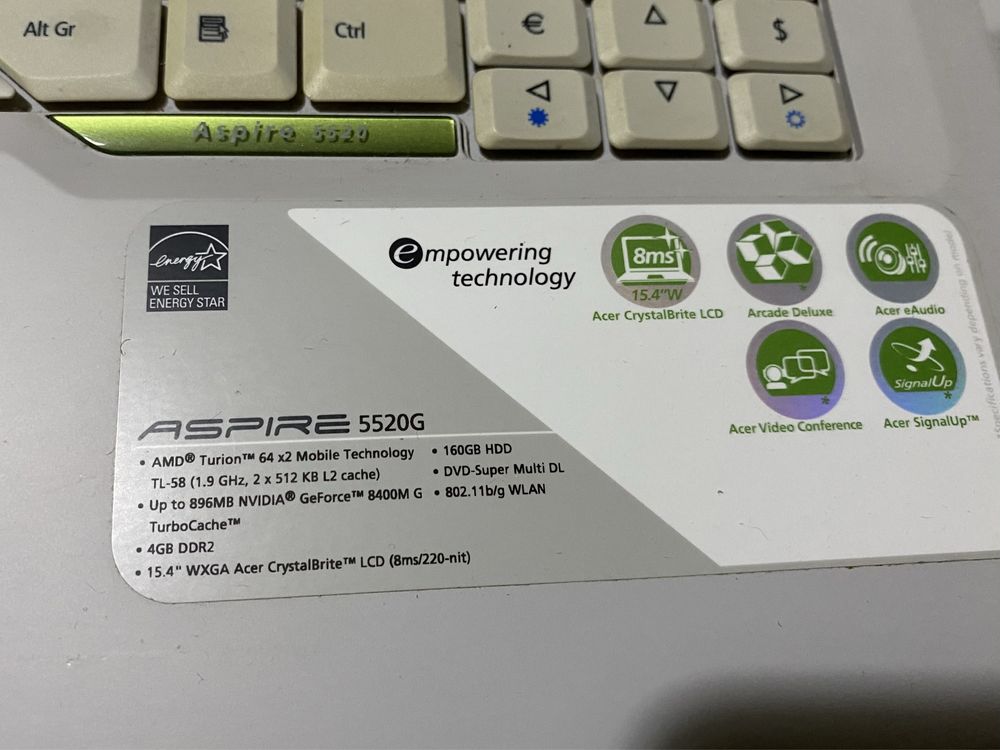 ноутбук Acer Aspire 5520 15.4"/ на відновлення! N884
