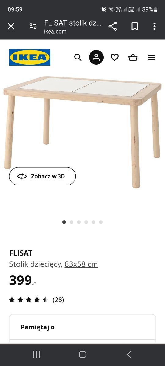 Stolik dla dzieci FLISAT IKEA + krzesła