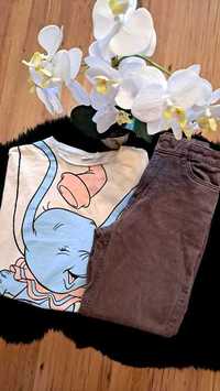 Cudny zestaw:) spodnie szeroka nogawka bluzeczka Dumbo roz 146/152