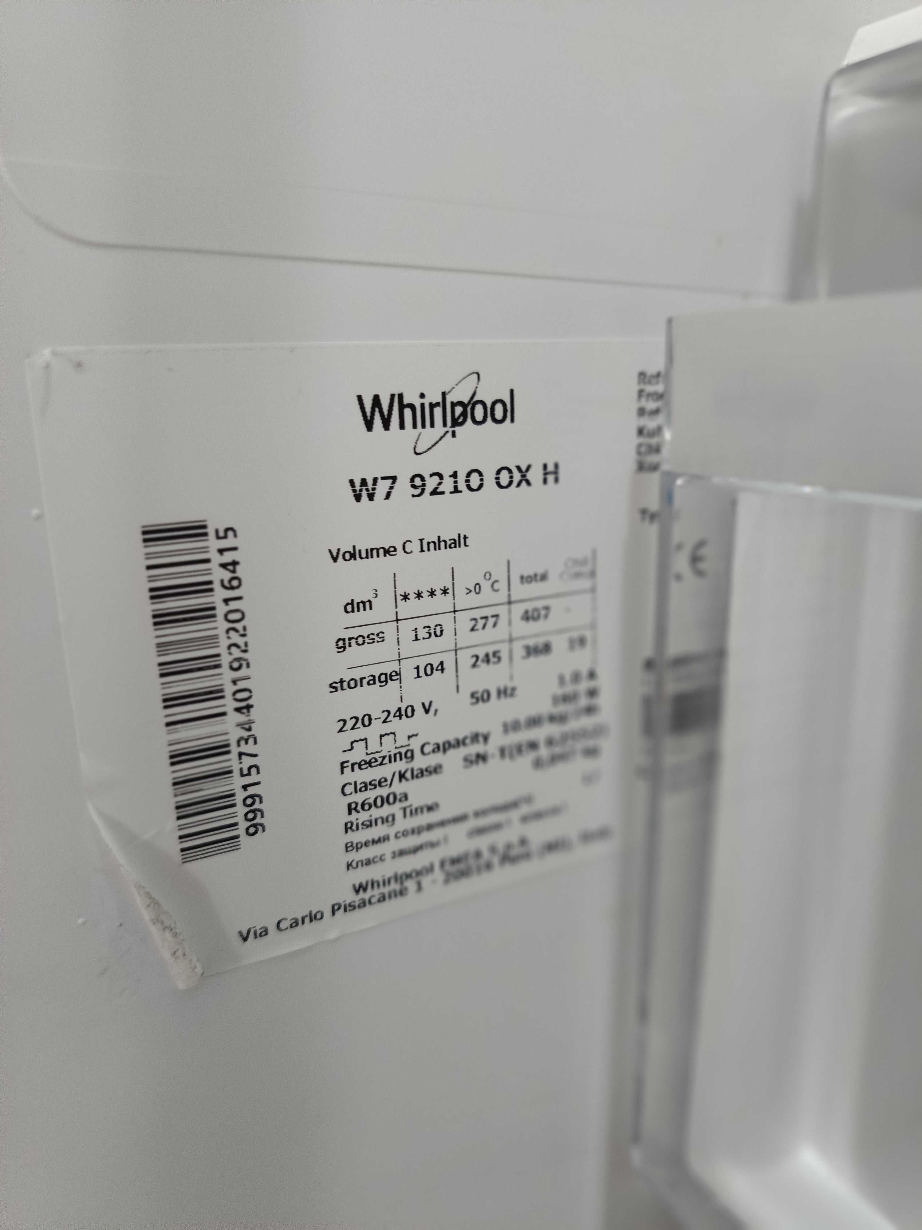 Lodówka Whirlpool W7 203x60x68 cm