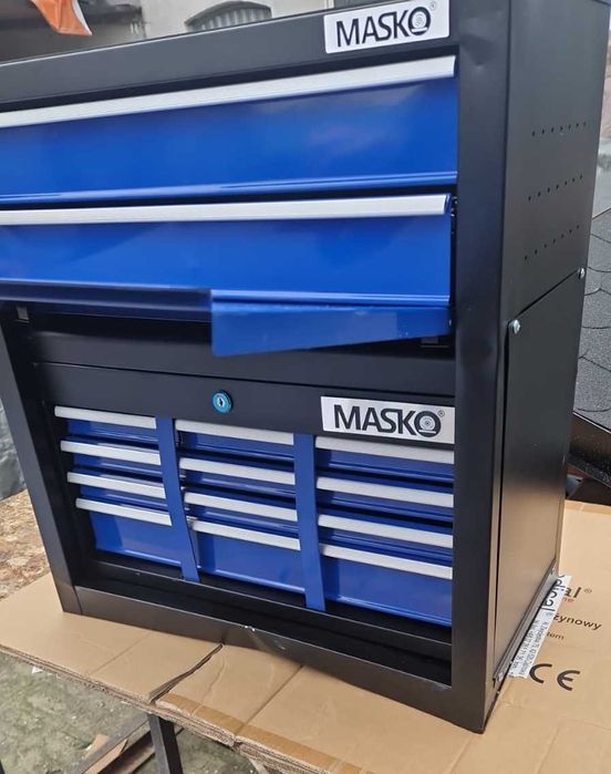 Wózek warsztatowy narzędziowy na kółkach klucz szuflady półki metalowy