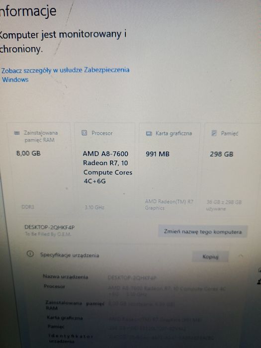 Komputer Gamingowy AMD A8-7600 | 8GB RAM | Radeon R7 | Gotowy do gry