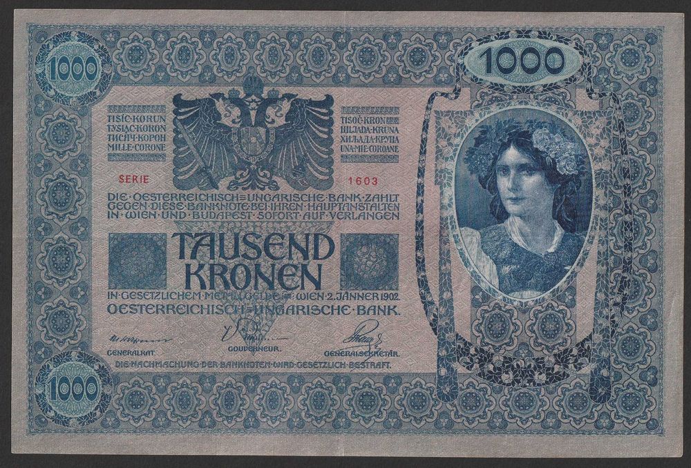 Austria Węgry 1000 koron 1902 - stan 2