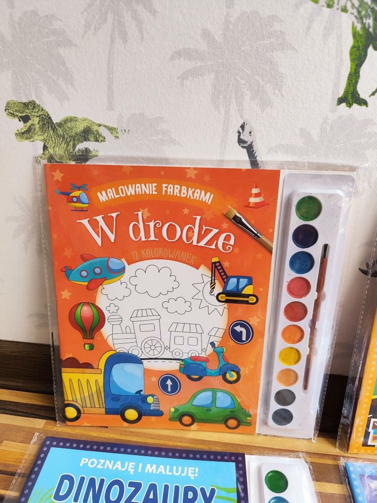Kolorowanki z farbkami dinozaury kosmos zwierzęta księżniczki