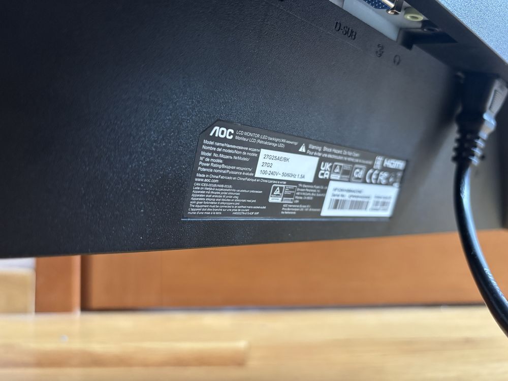 Монітор AOC 27G2SAE/BK | 27”, 165Hz, FHD | Стан: як новий
