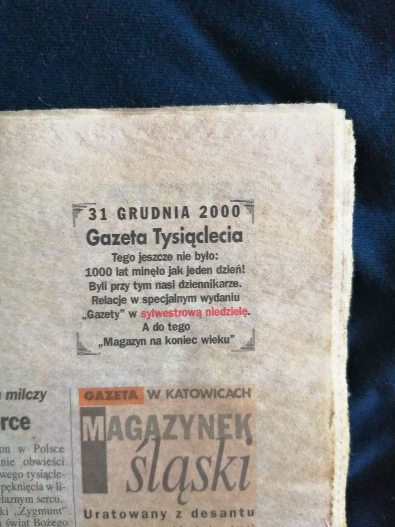 Gazeta wyborcza tysiąclecia 31.12.2000r i gazeta sport 29.12.2000r