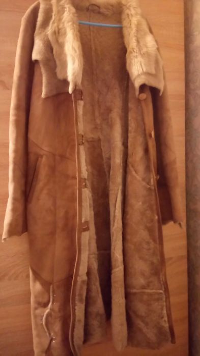 Дубленка натуральная женская длинная коричневая