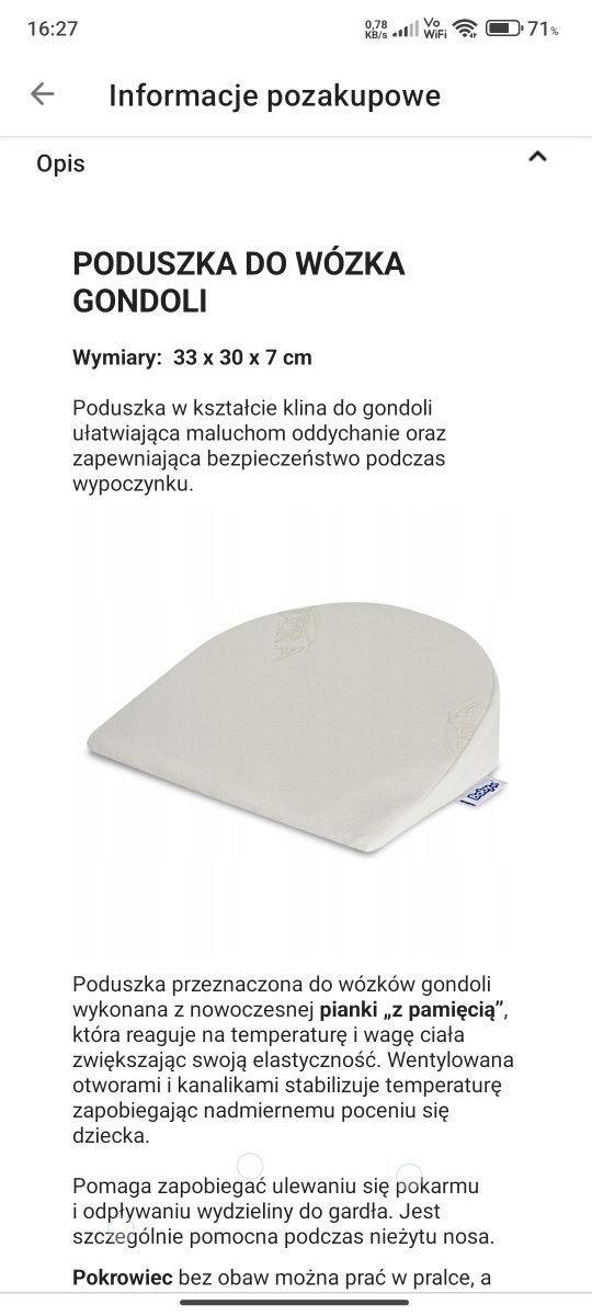 Klin antyrefluksowy do wózka np. cybex balios