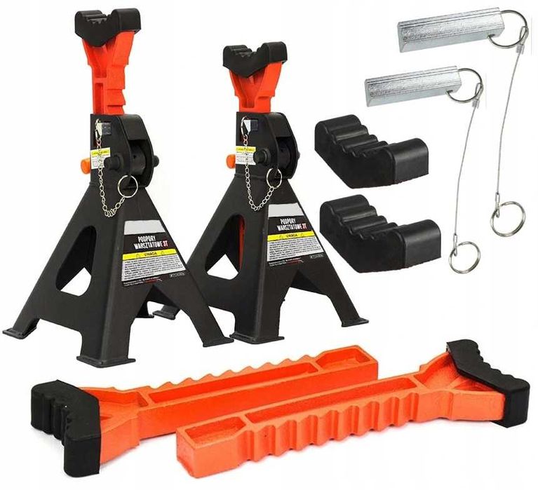 2x Kobyłki 3T Podstawki Podpory z BLOKADĄ i GUMĄ