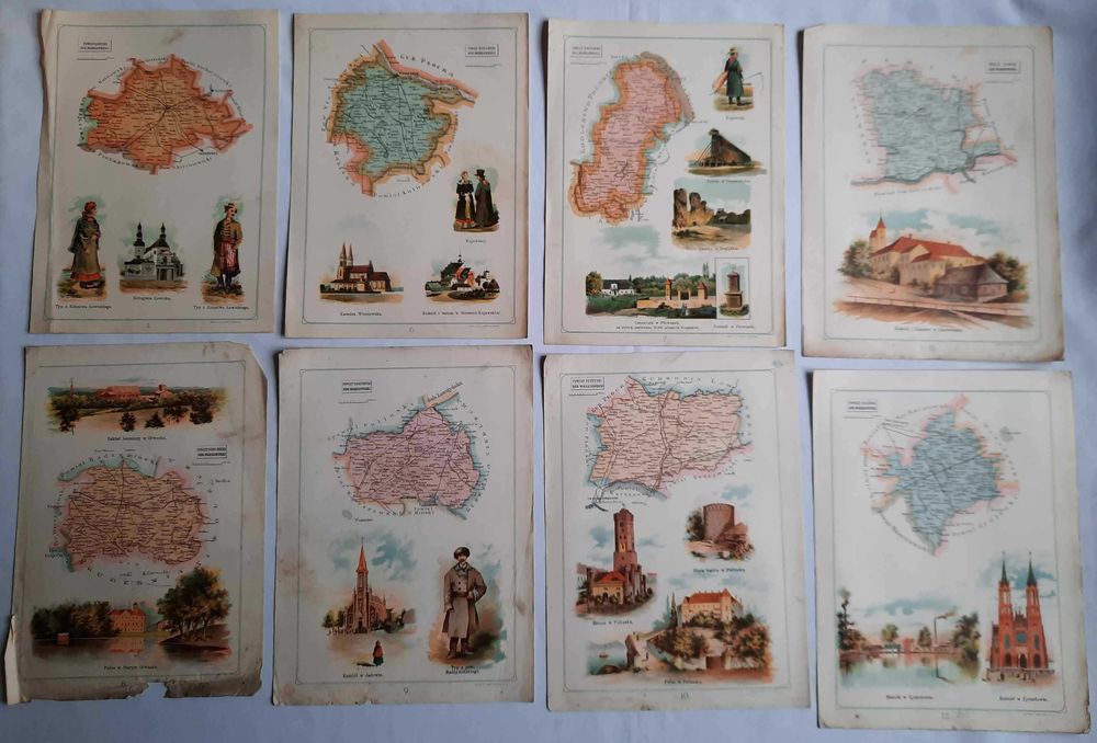 BAZEWICZ Atlas Geograficzny Ilustrowany Królestwa Polskiego 1907 rok.