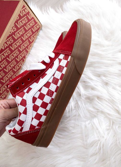 sneakersy, vansy, unisex, szachownica, kratka, old skool, checker red