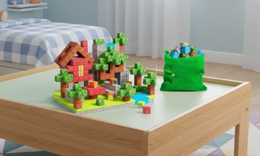 Klocki konstrukcyjne magnetyczne 100 el. styl Minecraft dla dzieci HIT