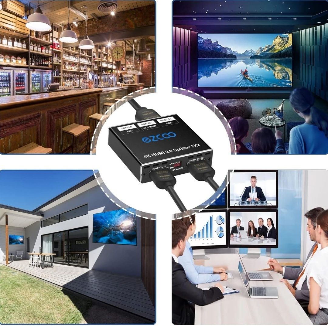 Rozdzielacz HDMI 1 in 2 Out 4K 60Hz HDMI Splitter 1080P Ezcoo