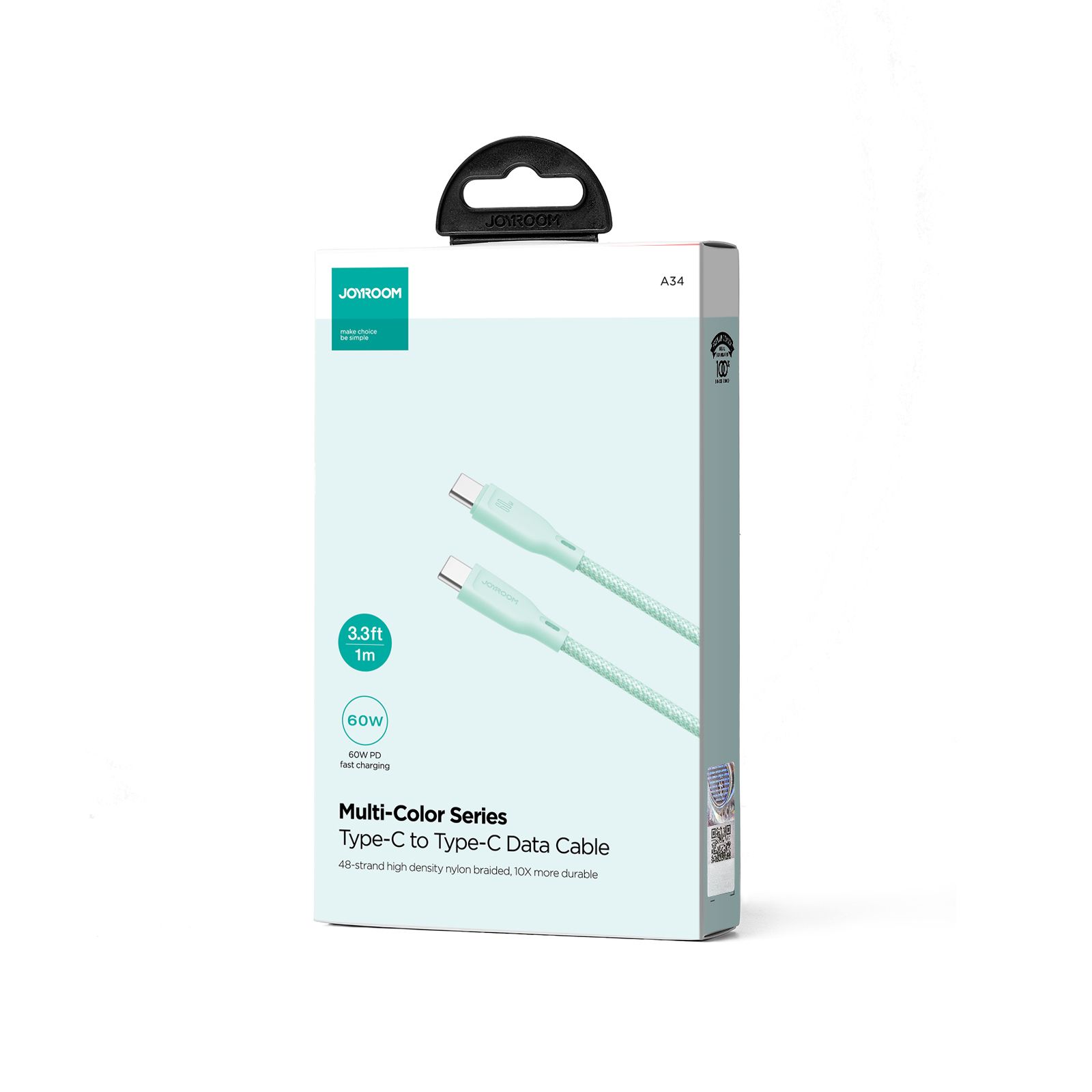 kabel przewód usb-c 60w szybki transfer multi-color series 1m zielony