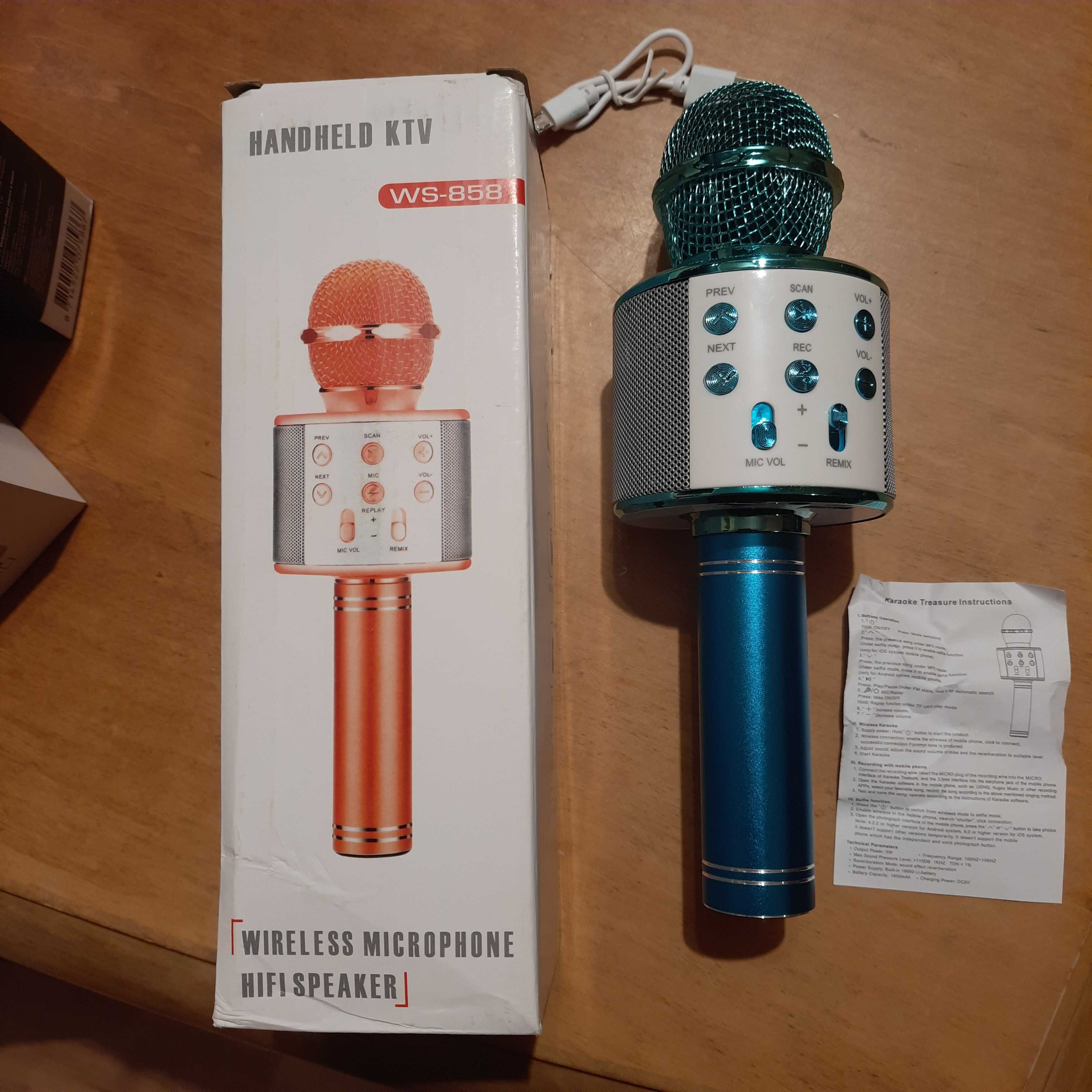 Mikrofon dla dzieci KARAOKE z wbudowanym głośnikiem WS-858 Niebieski