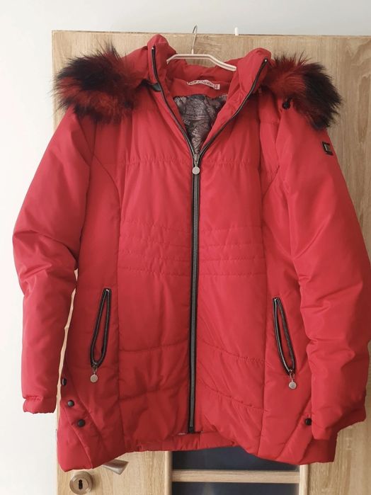 Czerwona zimowa kurtka damska,Clyde,r.2XL