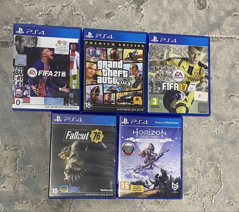 Набір ігор для PS4 — FIFA, GTA, Fallout, Horizon (5 дисків)