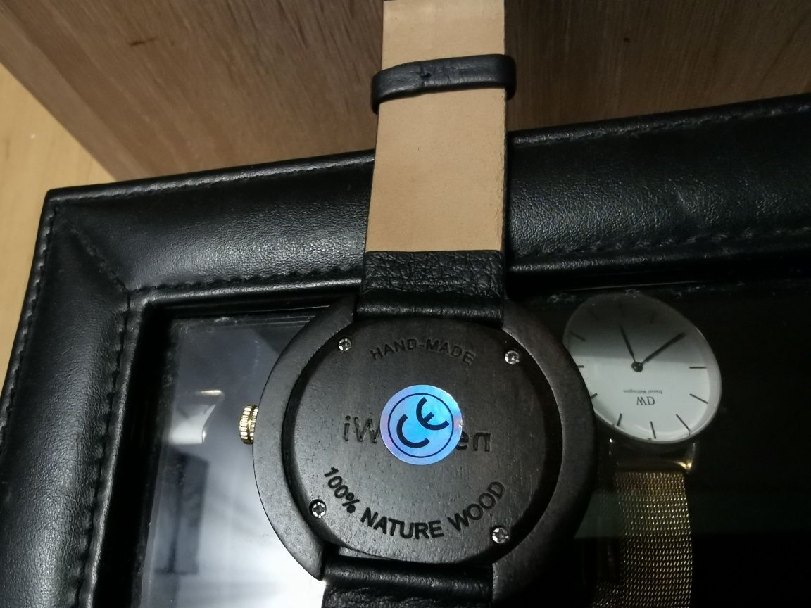 Drewniany zegarek Iwooden, jak nowy