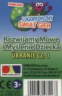 Karty Rozwijamy mowę i myślenie dziecka Ubranie część 1. KOMLOGO