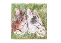 Obraz mini ręcznie malowany króliki zajączki
