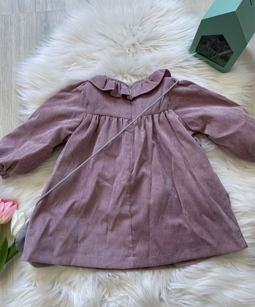 Nowa fioletowa sukienka sztruksowa dla dziewczynki 86 92