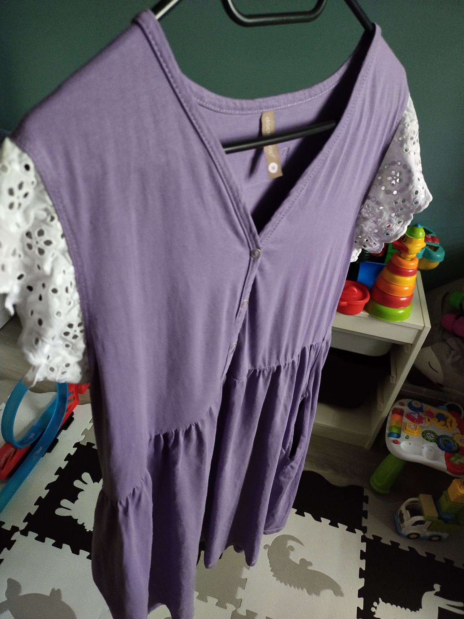Fioletowa sukienka, koszula do karmienia, porodowa, ciążowa Dr Nap M