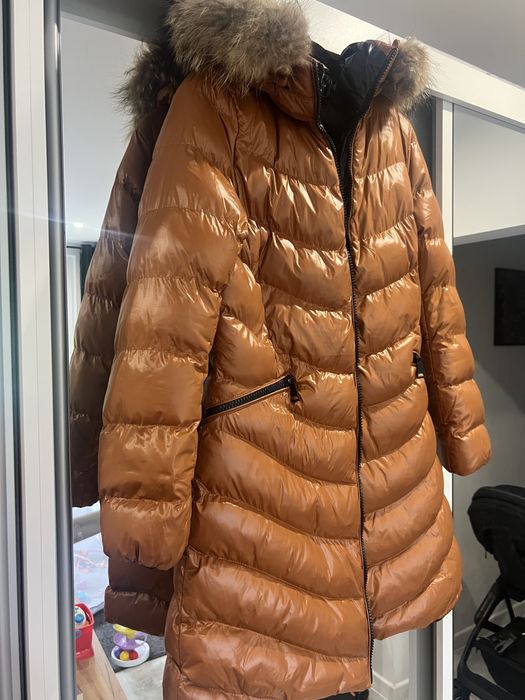 Plaszcz puchowy pikowany karmel brąz L