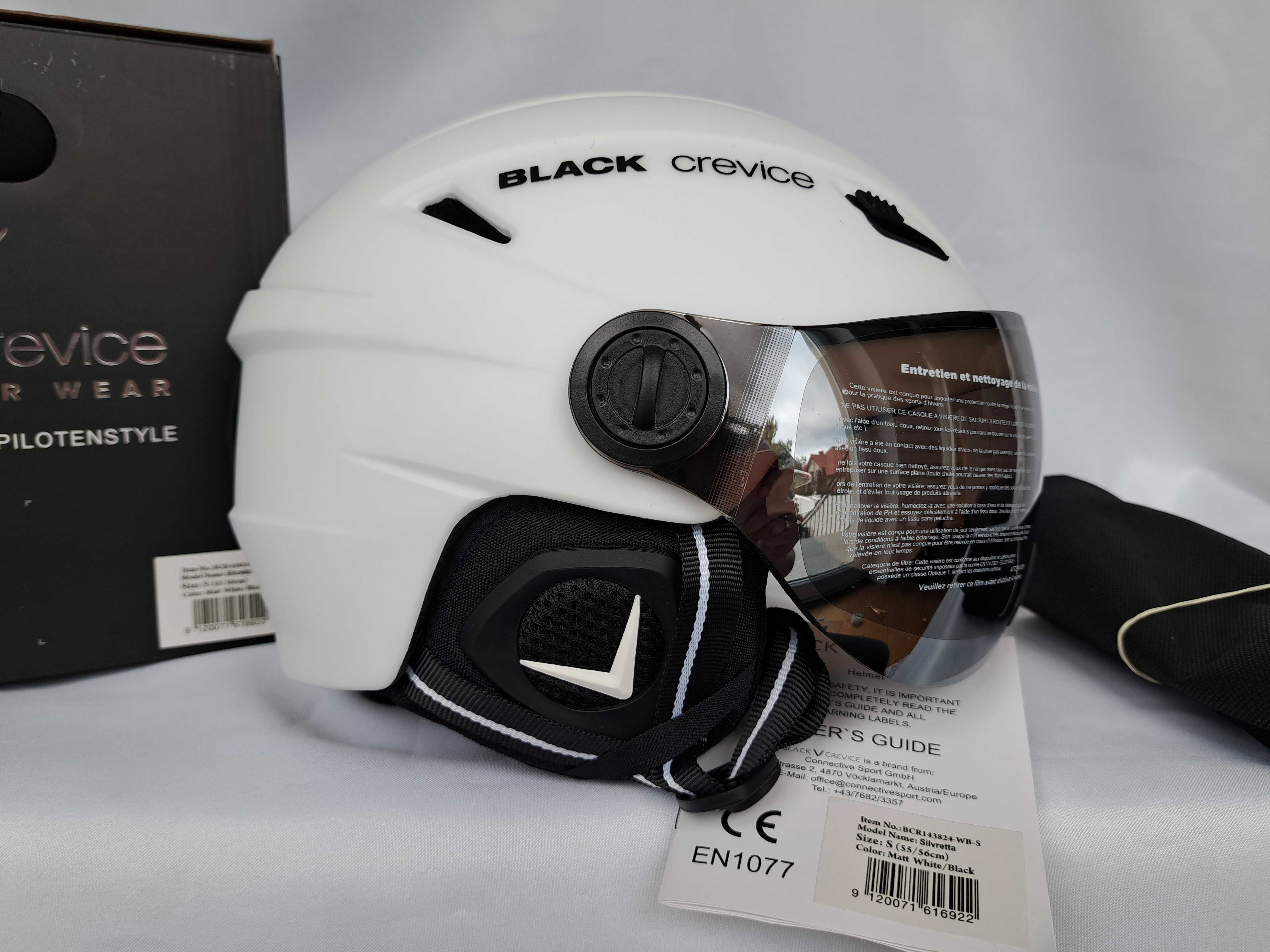 Kask narciarski Black Crevice Silvretta Matt White Black S 55-56cm