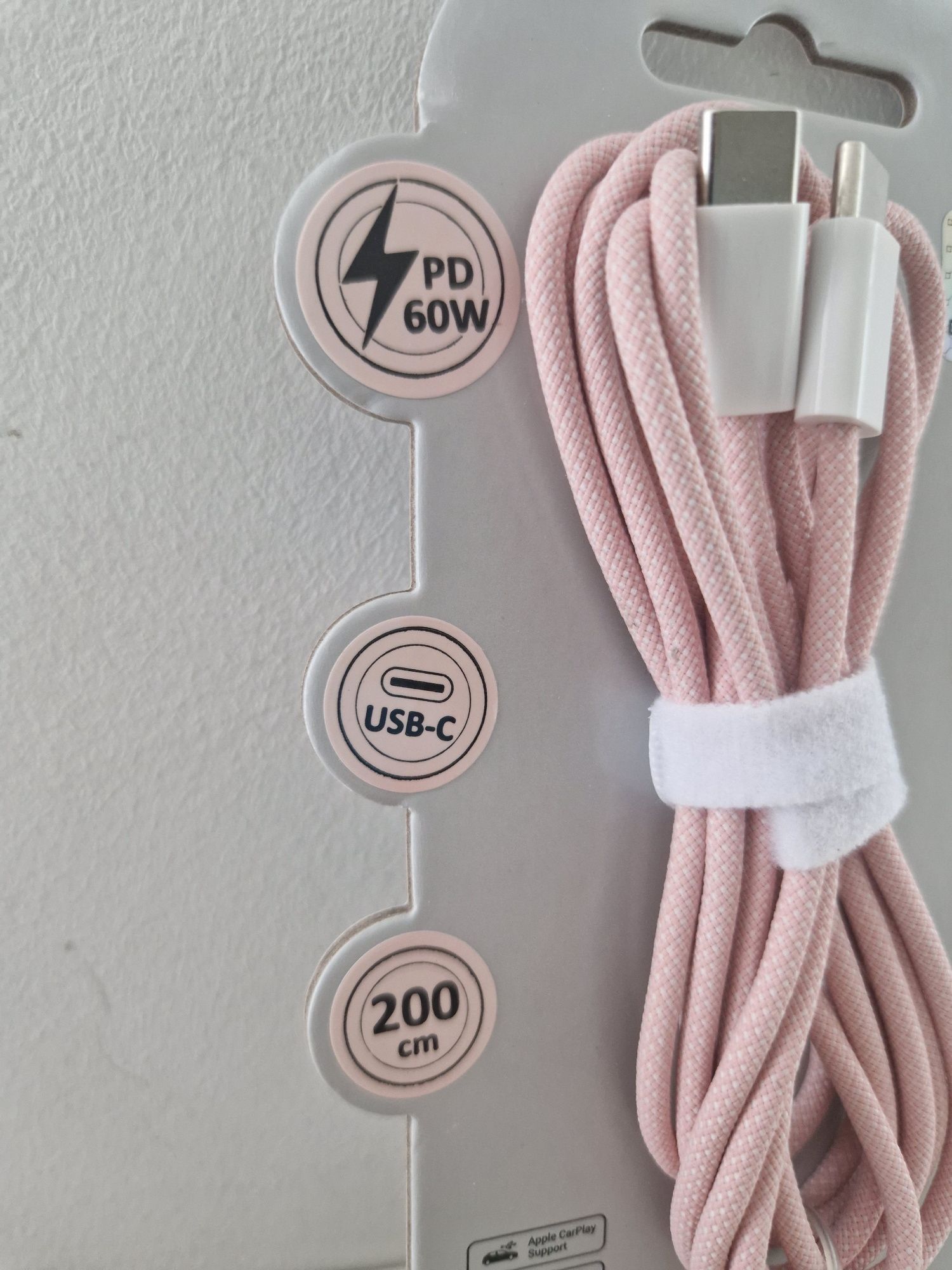 Blavec Kabel Candy oplot - Typ C na Typ C - PD 60W 3A 2 metry Apple