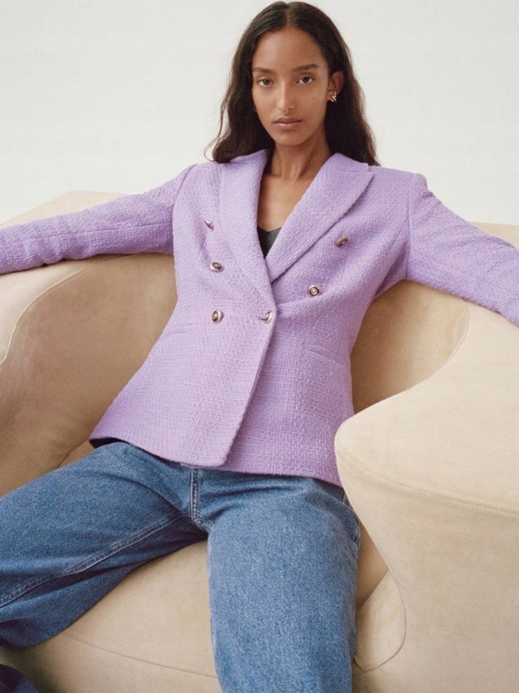 Blazer de tweed lilás ZARA