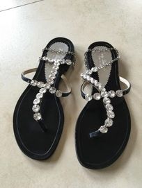 Sandałki damskie włoskie nowe rozmiar 39 z kryształami