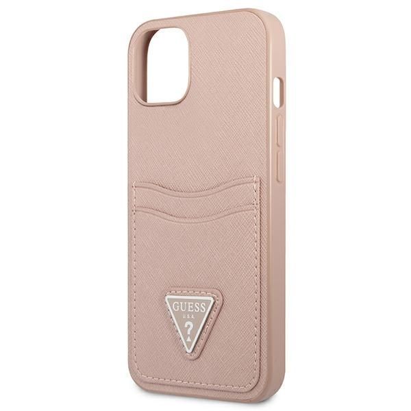 Guess Etui iPhone 13 Mini 5,4" Różowe Saffiano Triangle