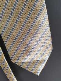 Nowy męski krawat żółty z połyskiem elegancko w paski