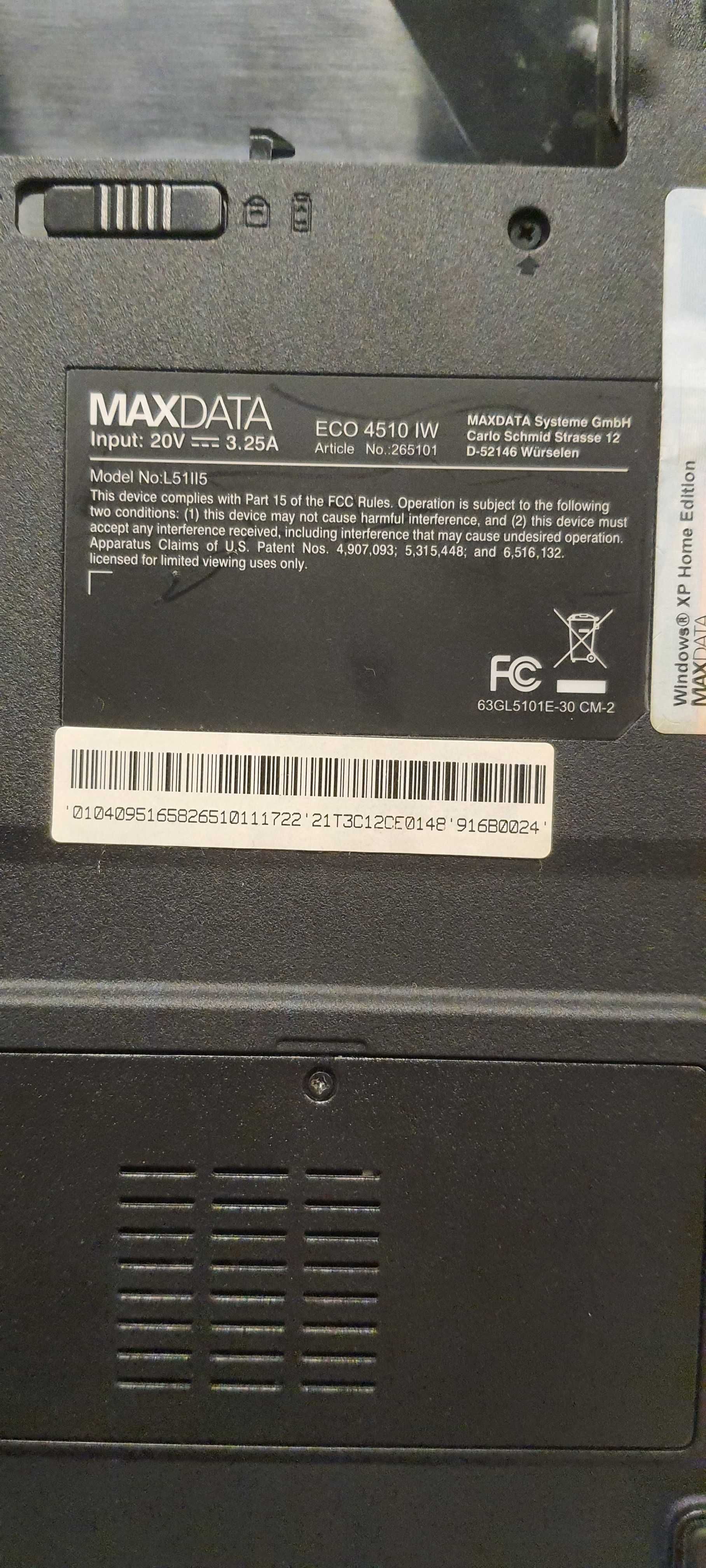 Laptop Maxdata bez baterii