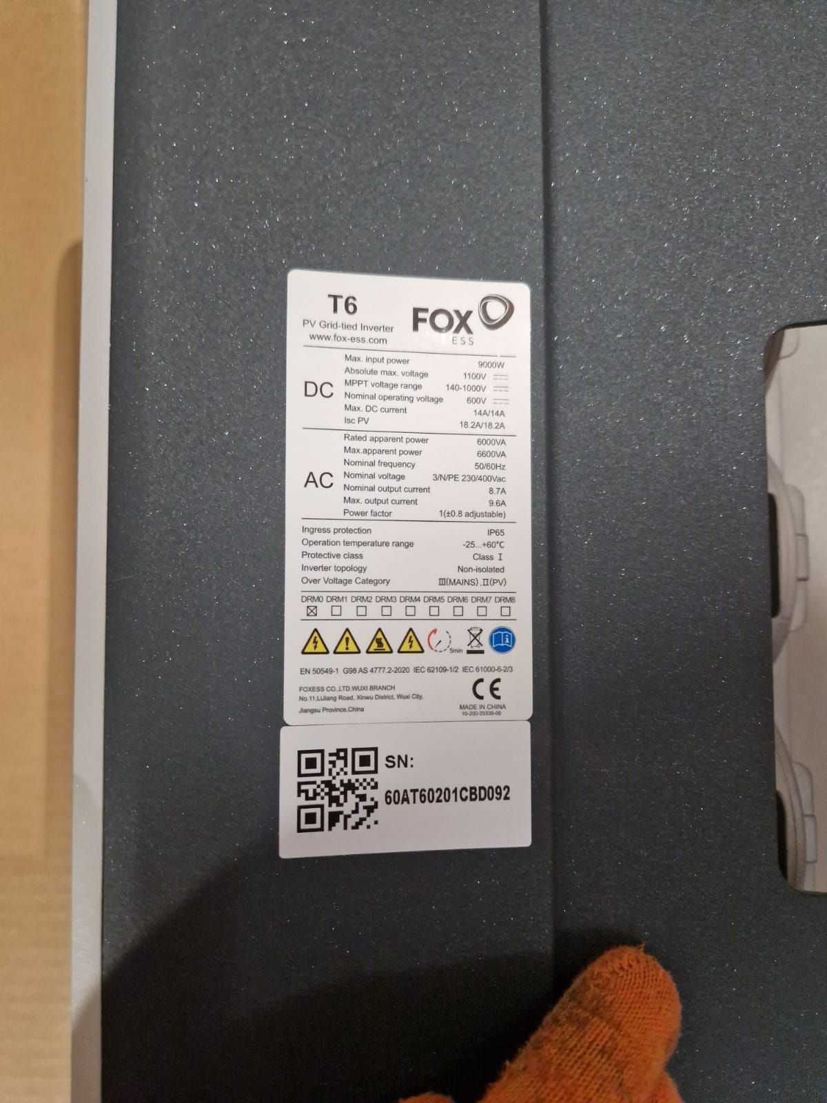 Falownik Fox ESS T6-G3 używany na gwarancji 11 lat + moduł smart wifi
