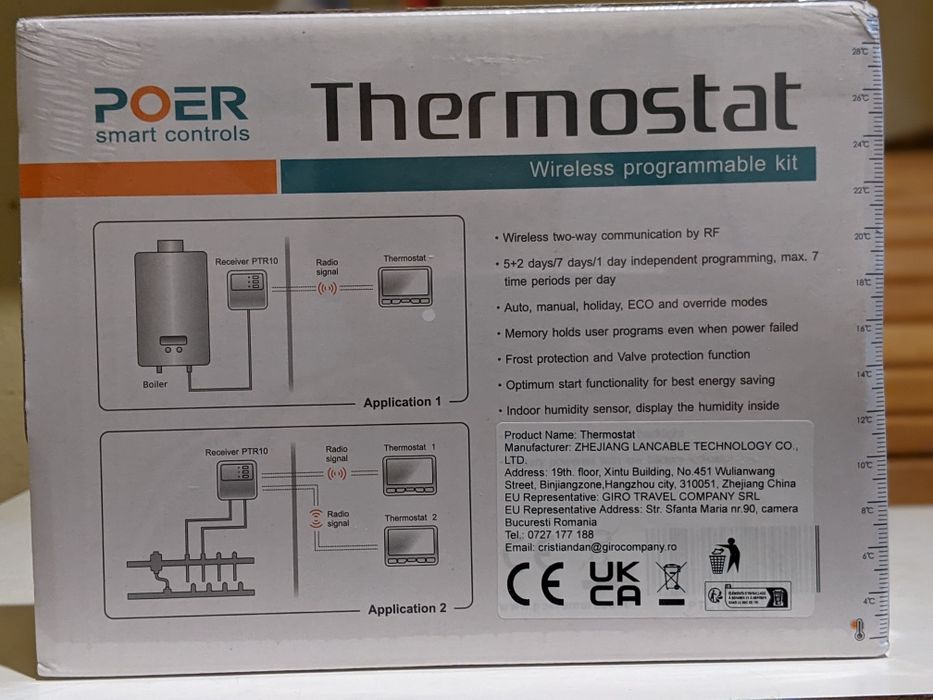 Poer PTC10/PTR10 термостат програматор для котла/бойлера Пуер Поер