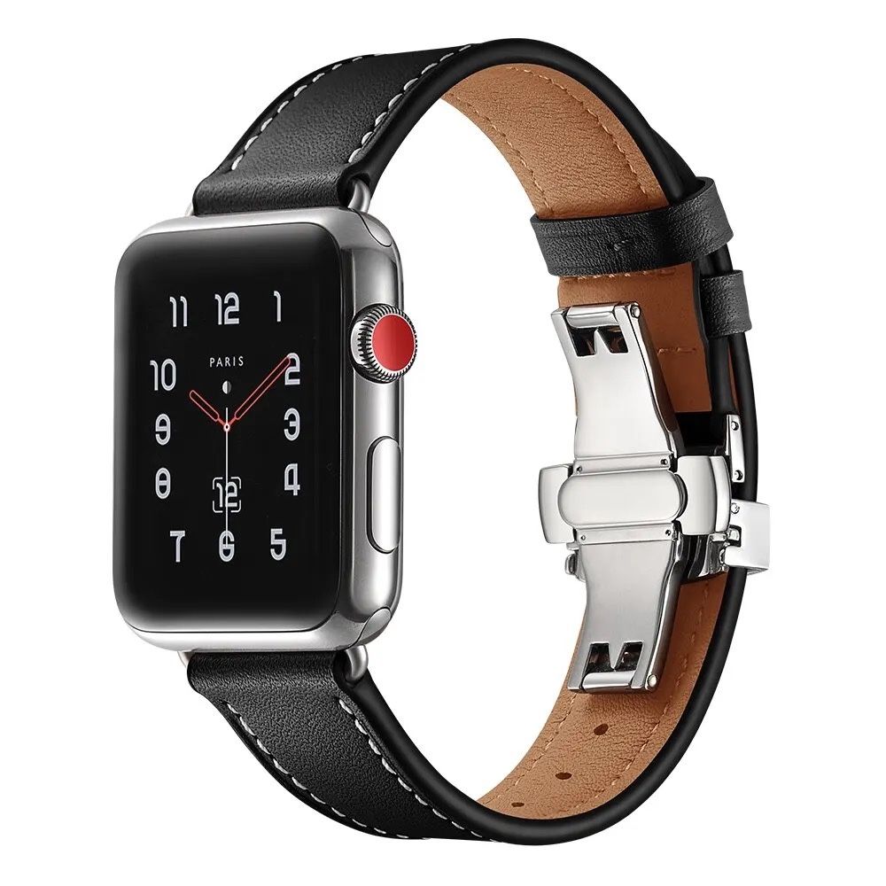 Czarny Pasek klasyczny do Apple Watch  4 / 5 / 6 / 7 / 8 / 9 /ULTRA