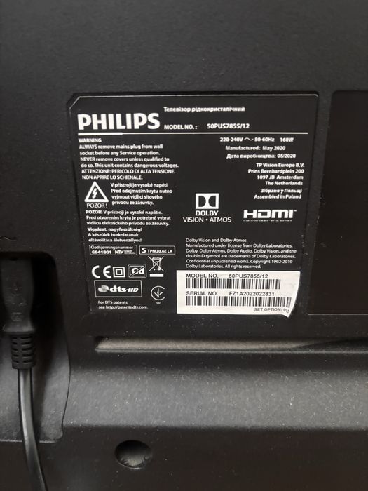 Telewizor Philips ambilight 55 cali, uszkodzona matryca