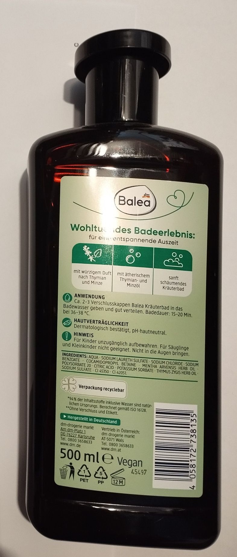 Balea płyn do kąpieli tymianek i mięta 500 ml