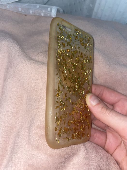 case etui iphone 6s 7 złoto drobinki transparentny