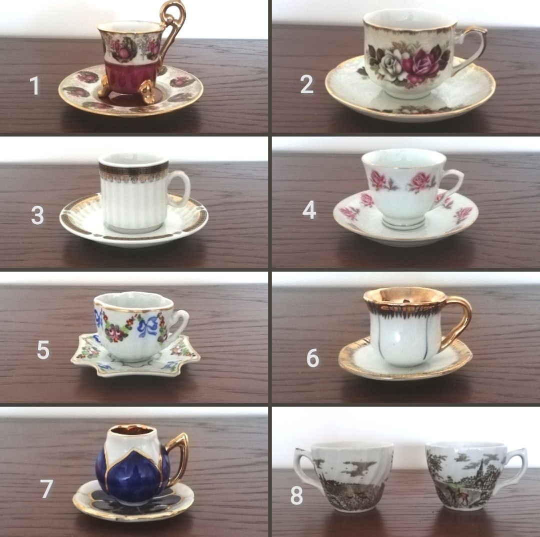 Conjunto/Coleção de 9 chávenas vintage