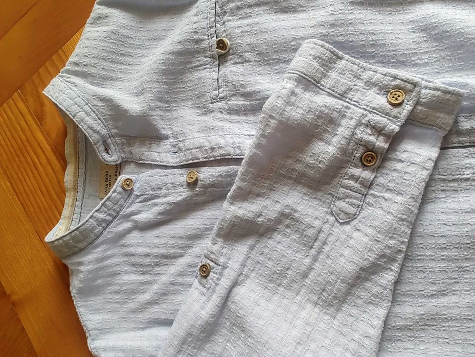 koszula chłopięca Zara, wiek ok. 8-10 lat, rozm 140 cm, błękit, stójka