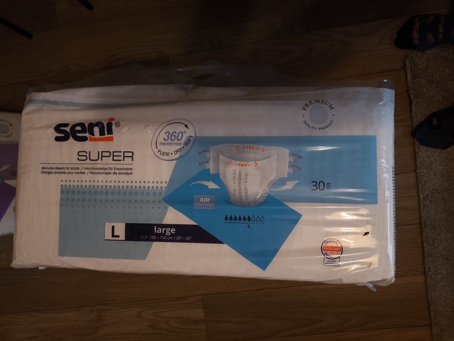 2x pieluchomajtki rzepy SENI SUPER PLUS L 30szt