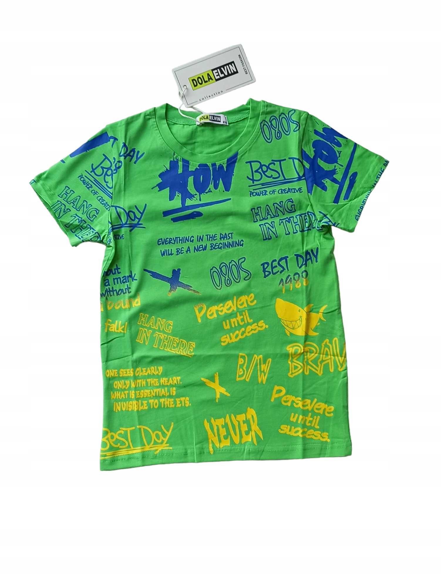 Zielona bluzka dla chłopca t-shirt nowa 134-140