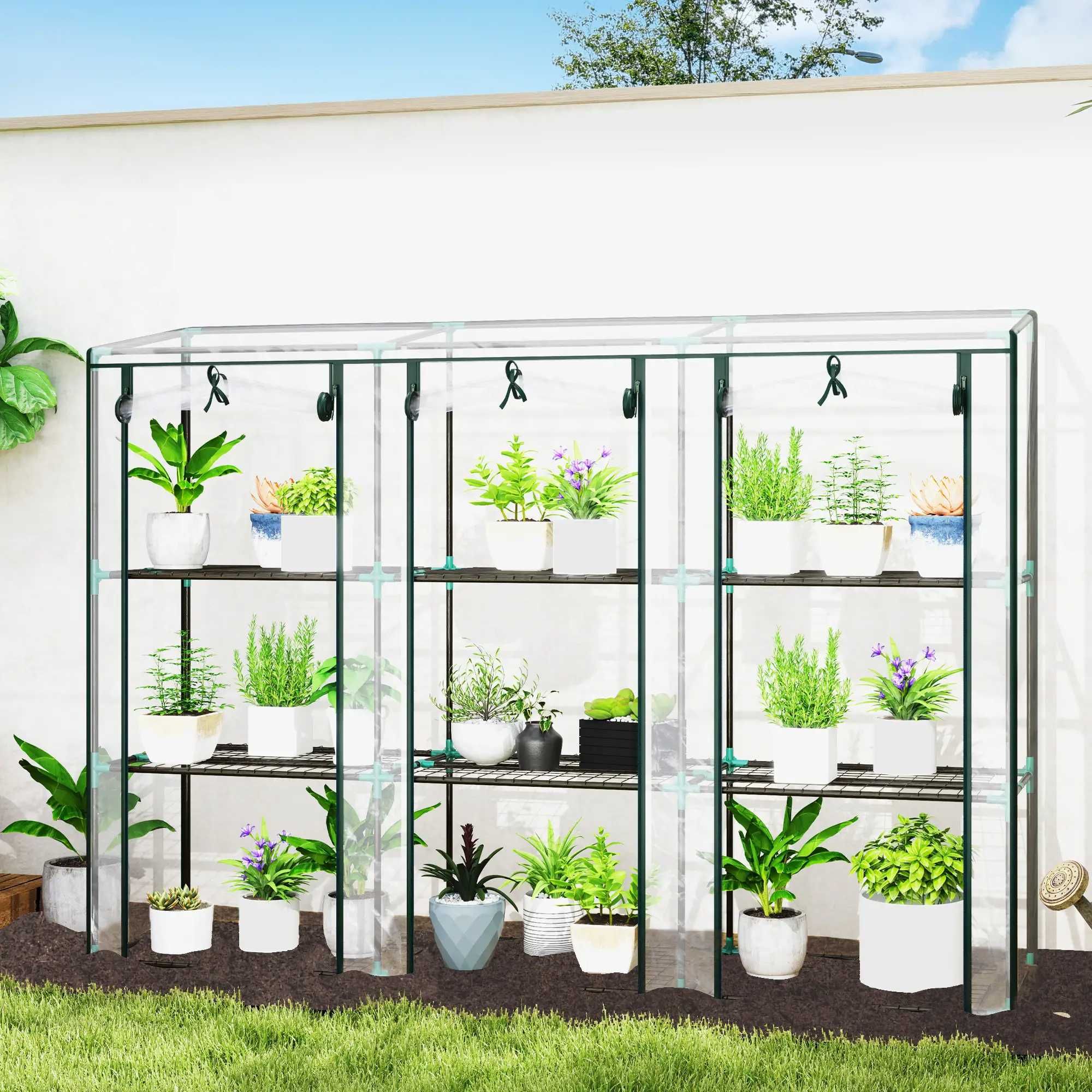 Estufa agrícola com Prateleiras 215x46x151 cm Transparente