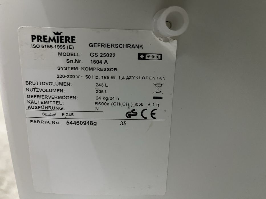 Zamrażarka Premiere 146cm 243L |12msc |Dobry stan |Dowóz