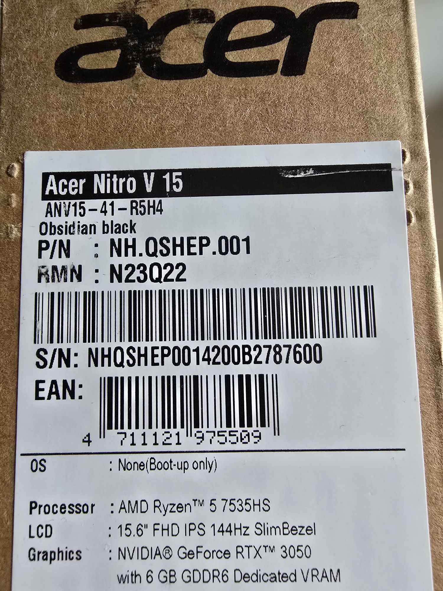 Laptop Acer Nitro V15 Ryzen 5/512SSD/32GB/RTX 3050 Gwarancja