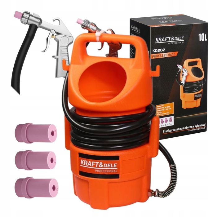 PIASKARKA PNEUMATYCZNA SYFONOWA 10L PISTOLET CZYSZCZENIA PIASKOWANIA DYSZE
