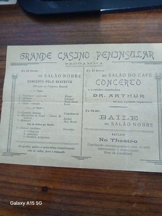 Programa de 1917 do Casino Peninsular da Figueira Foz