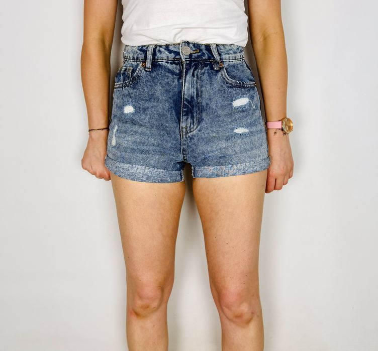 Niebieskie jeansowe szorty z wysokim stanem XS 34 FB Sisters